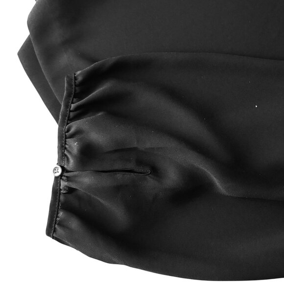 EUC J Crew Blouse Woman's sz 22 Dressy Black Sheer Peephole Tie back - Picture 10 of 12